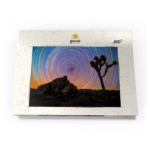 Darstellung des Puzzle Motivs Joshua Tree unter spiralförmigen Sternspuren Joshua Tree Under Spiral Star Trails 1000 Puzzle Schachtel Ansicht3