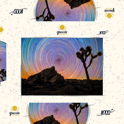 Darstellung des Puzzle Motivs Joshua Tree unter spiralförmigen Sternspuren Joshua Tree Under Spiral Star Trails 1000 Puzzle Schachtel 3D Modell