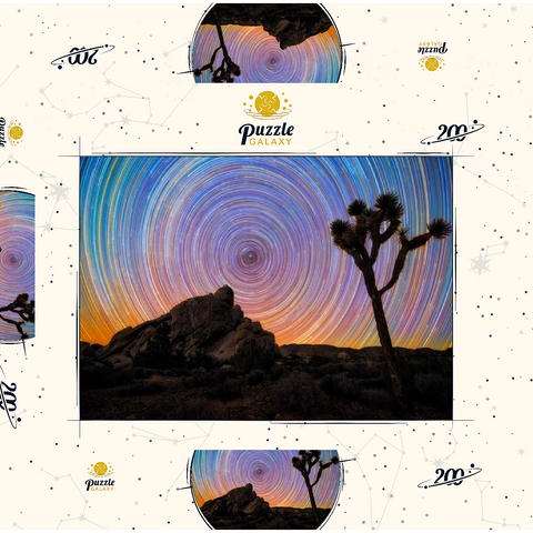 Darstellung des Puzzle Motivs Joshua Tree unter spiralförmigen Sternspuren Joshua Tree Under Spiral Star Trails 200 Puzzle Schachtel 3D Modell
