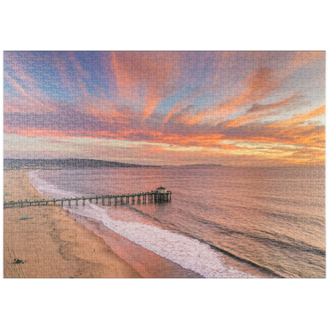Darstellung des Puzzle Motivs puzzleplate Manhattan Beach Pier Sunset Glow California 1000 Puzzle