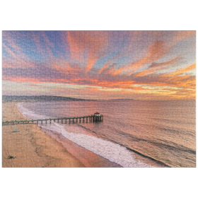 Darstellung des Puzzle Motivs Manhattan Beach Pier Sonnenuntergang Kalifornien - Puzzleteile: 1000