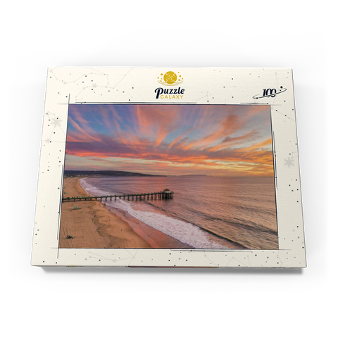Darstellung des Puzzle Motivs Manhattan Beach Pier Sonnenuntergang Kalifornien Manhattan Beach Pier Sunset Glow California 100 Puzzle Schachtel Ansicht3