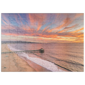 Darstellung des Puzzle Motivs Manhattan Beach Pier Sonnenuntergang Kalifornien - Puzzleteile: 100