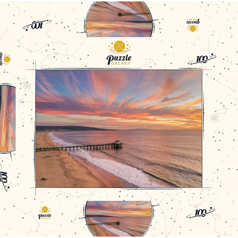 Darstellung des Puzzle Motivs Manhattan Beach Pier Sonnenuntergang Kalifornien Manhattan Beach Pier Sunset Glow California 100 Puzzle Schachtel 3D Modell