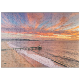 Darstellung des Puzzle Motivs Manhattan Beach Pier Sonnenuntergang Kalifornien - Puzzleteile: 200