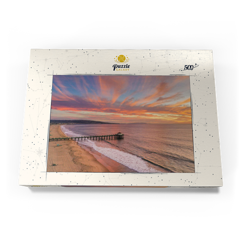 Darstellung des Puzzle Motivs Manhattan Beach Pier Sonnenuntergang Kalifornien Manhattan Beach Pier Sunset Glow California 500 Puzzle Schachtel Ansicht3