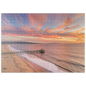 Darstellung des Puzzle Motivs Manhattan Beach Pier Sonnenuntergang Kalifornien - Puzzleteile: 500