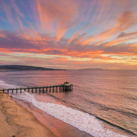 Darstellung des Puzzle Motivs Manhattan Beach Pier Sonnenuntergang Kalifornien Manhattan Beach Pier Sunset Glow California 500 Puzzle 3D Modell