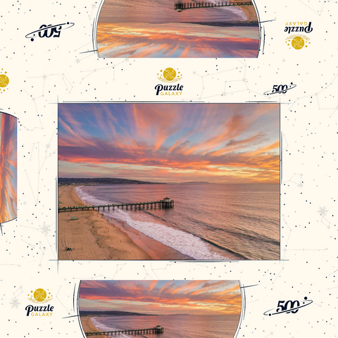 Darstellung des Puzzle Motivs Manhattan Beach Pier Sonnenuntergang Kalifornien Manhattan Beach Pier Sunset Glow California 500 Puzzle Schachtel 3D Modell