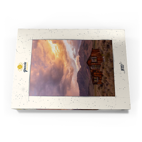 Darstellung des Puzzle Motivs Rustikale Hüttenruine in der östlichen Sierra bei Sonnenuntergang Rustic Cabin Ruin in Eastern Sierra Sunset 1000 Puzzle Schachtel Ansicht3
