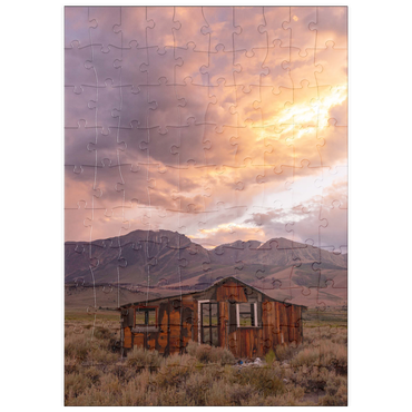 Darstellung des Puzzle Motivs puzzleplate Rustic Cabin Ruin in Eastern Sierra Sunset 100 Puzzle