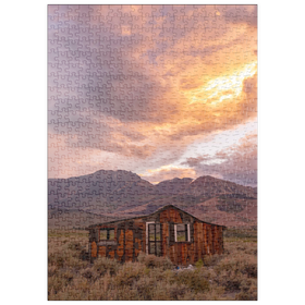 Darstellung des Puzzle Motivs Rustikale Hüttenruine in der östlichen Sierra bei Sonnenuntergang - Puzzleteile: 500