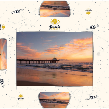 Darstellung des Puzzle Motivs Manhattan Beach Pier at Sunset with Holiday Lights 100 Puzzle Schachtel 3D Modell