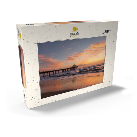 Darstellung des Puzzle Motivs Manhattan Beach Pier bei Sonnenuntergang mit Weihnachtsbeleuchtung Manhattan Beach Pier at Sunset with Holiday Lights 500 Puzzle Schachtel Ansicht2