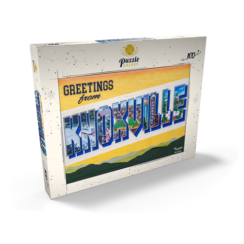 Darstellung des Puzzle Motivs Grüße aus Knoxville, Tennessee Wandbild Greetings from Knoxville Tennessee Mural 100 Puzzle Schachtel Ansicht2