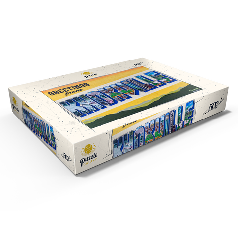 Darstellung des Puzzle Motivs Grüße aus Knoxville, Tennessee Wandbild Greetings from Knoxville Tennessee Mural 500 Puzzle Schachtel Ansicht1