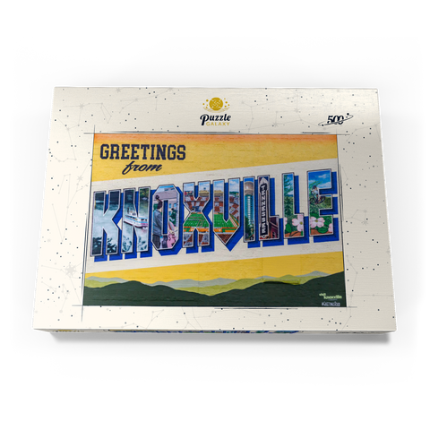 Darstellung des Puzzle Motivs Grüße aus Knoxville, Tennessee Wandbild Greetings from Knoxville Tennessee Mural 500 Puzzle Schachtel Ansicht3
