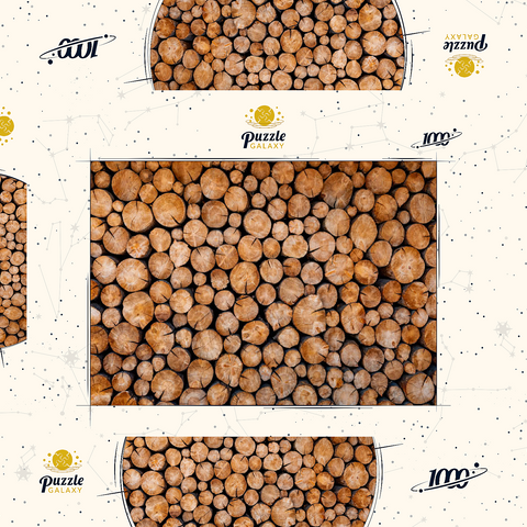 Darstellung des Puzzle Motivs Gestapelte Brennholzscheite mit natürlicher Textur Stacked Firewood Logs with Natural Texture 1000 Puzzle Schachtel 3D Modell