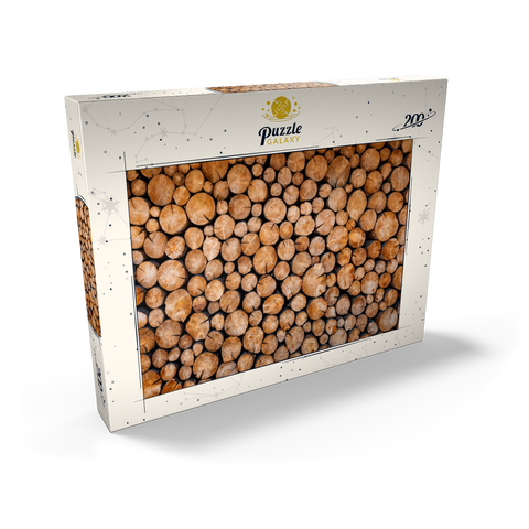 Darstellung des Puzzle Motivs Gestapelte Brennholzscheite mit natürlicher Textur Stacked Firewood Logs with Natural Texture 200 Puzzle Schachtel Ansicht2