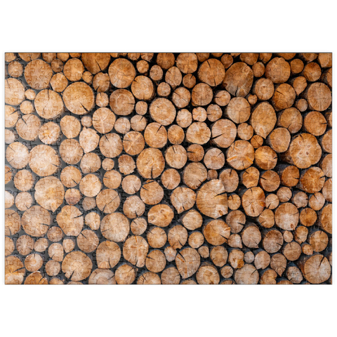 Darstellung des Puzzle Motivs Gestapelte Brennholzscheite mit natürlicher Textur puzzleplate Stacked Firewood Logs with Natural Texture 500 Puzzle