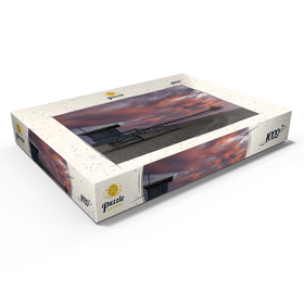 Alternative Darstellung des Puzzle-Motivs Manhattan Beach Pier mit Rettungsschwimmerturm bei Sonnenuntergang – Puzzleteile: 1000