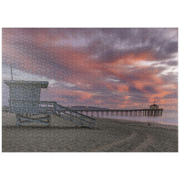 Darstellung des Puzzle Motivs puzzleplate Manhattan Beach Pier with Lifeguard Tower at Sunset 1000 Puzzle
