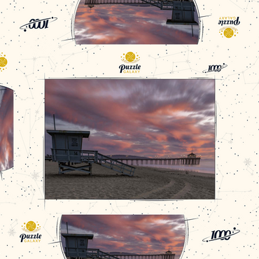 Darstellung des Puzzle Motivs Manhattan Beach Pier with Lifeguard Tower at Sunset 1000 Puzzle Schachtel 3D Modell
