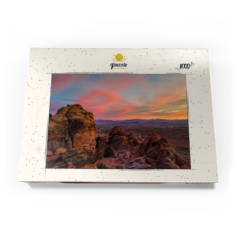 Darstellung des Puzzle Motivs Snow Canyon Red Rocks bei Sonnenuntergang, Utah Snow Canyon Red Rocks at Sunset, Utah 1000 Puzzle Schachtel Ansicht3