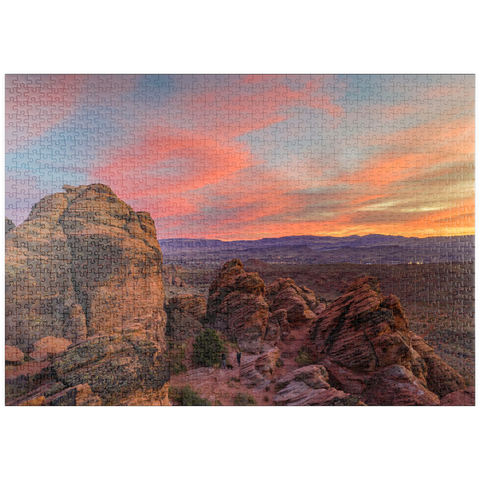 Darstellung des Puzzle Motivs Snow Canyon Red Rocks bei Sonnenuntergang, Utah puzzleplate Snow Canyon Red Rocks at Sunset, Utah 1000 Puzzle