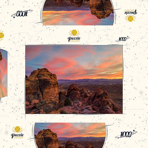 Darstellung des Puzzle Motivs Snow Canyon Red Rocks bei Sonnenuntergang, Utah Snow Canyon Red Rocks at Sunset, Utah 1000 Puzzle Schachtel 3D Modell