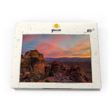 Darstellung des Puzzle Motivs Snow Canyon Red Rocks at Sunset, Utah 100 Puzzle Schachtel Ansicht3