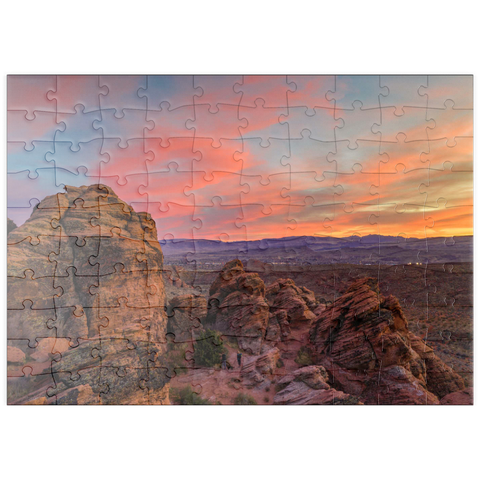 Darstellung des Puzzle Motivs Snow Canyon Red Rocks bei Sonnenuntergang, Utah puzzleplate Snow Canyon Red Rocks at Sunset, Utah 100 Puzzle