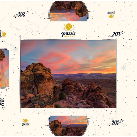 Darstellung des Puzzle Motivs Snow Canyon Red Rocks bei Sonnenuntergang, Utah Snow Canyon Red Rocks at Sunset, Utah 200 Puzzle Schachtel 3D Modell