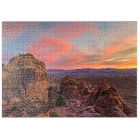 Darstellung des Puzzle Motivs Snow Canyon Red Rocks bei Sonnenuntergang, Utah - Puzzleteile: 500