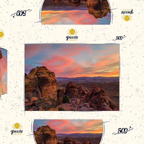 Darstellung des Puzzle Motivs Snow Canyon Red Rocks bei Sonnenuntergang, Utah Snow Canyon Red Rocks at Sunset, Utah 500 Puzzle Schachtel 3D Modell