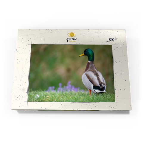 Darstellung des Puzzle Motivs Stockente auf einer Frühlingswiese mit Blumen Mallard Duck on Spring Meadow with Flowers 500 Puzzle Schachtel Ansicht3