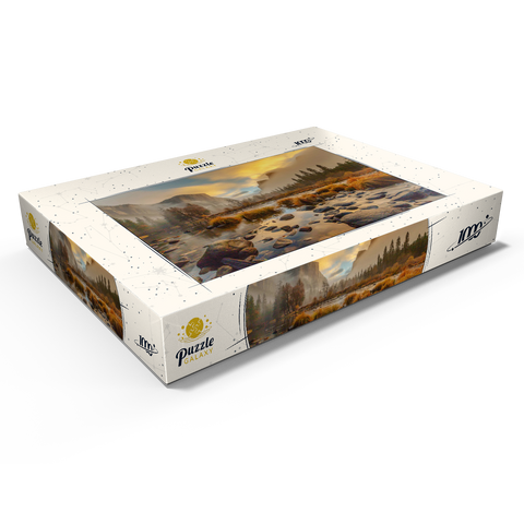 Darstellung des Puzzle Motivs Yosemite Valley bei Sonnenaufgang mit Nebel und Spiegelungen Yosemite Valley at Sunrise with Mist and Reflections 1000 Puzzle Schachtel Ansicht1