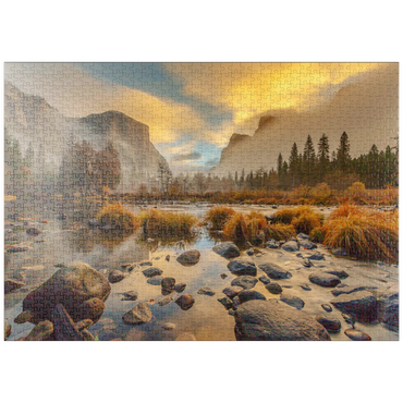 Darstellung des Puzzle Motivs puzzleplate Yosemite Valley at Sunrise with Mist and Reflections 1000 Puzzle