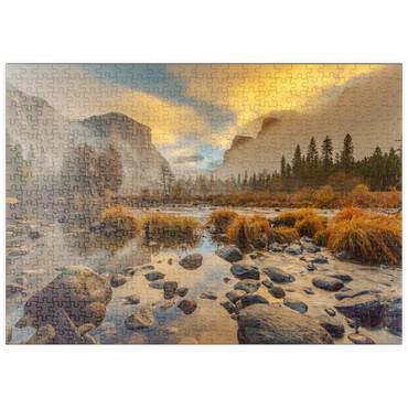 Darstellung des Puzzle Motivs puzzleplate Yosemite Valley at Sunrise with Mist and Reflections 500 Puzzle