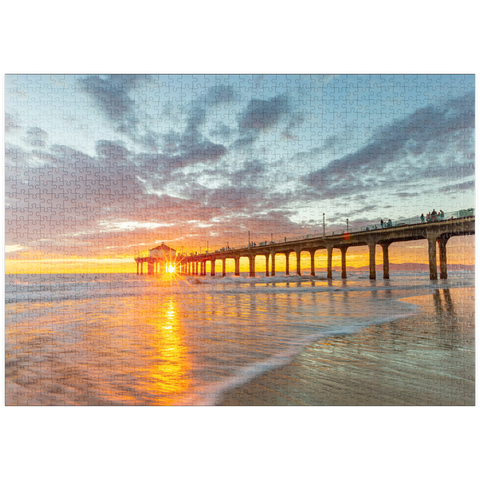 Darstellung des Puzzle Motivs Sonnenuntergang am Manhattan Beach Pier puzzleplate Manhattan Beach Pier Sunset Glow 1000 Puzzle