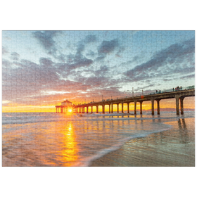 Darstellung des Puzzle Motivs Sonnenuntergang am Manhattan Beach Pier - Puzzleteile: 1000