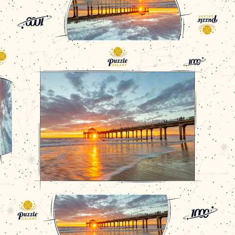 Darstellung des Puzzle Motivs Sonnenuntergang am Manhattan Beach Pier Manhattan Beach Pier Sunset Glow 1000 Puzzle Schachtel 3D Modell