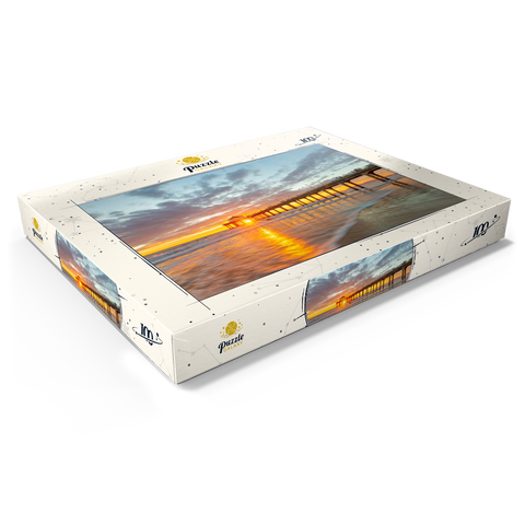 Darstellung des Puzzle Motivs Sonnenuntergang am Manhattan Beach Pier Manhattan Beach Pier Sunset Glow 100 Puzzle Schachtel Ansicht1