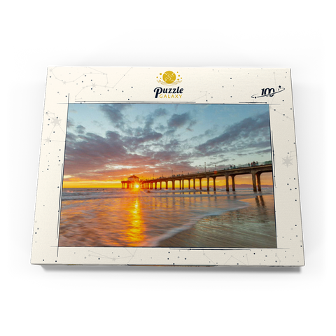 Darstellung des Puzzle Motivs Sonnenuntergang am Manhattan Beach Pier Manhattan Beach Pier Sunset Glow 100 Puzzle Schachtel Ansicht3