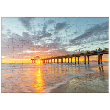 Darstellung des Puzzle Motivs puzzleplate Manhattan Beach Pier Sunset Glow 100 Puzzle