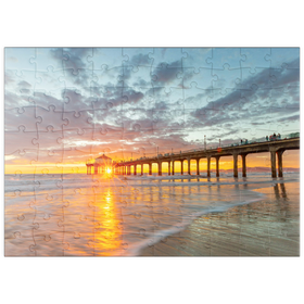 Darstellung des Puzzle Motivs Sonnenuntergang am Manhattan Beach Pier - Puzzleteile: 100