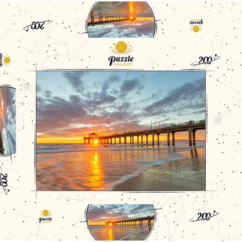 Darstellung des Puzzle Motivs Sonnenuntergang am Manhattan Beach Pier Manhattan Beach Pier Sunset Glow 200 Puzzle Schachtel 3D Modell