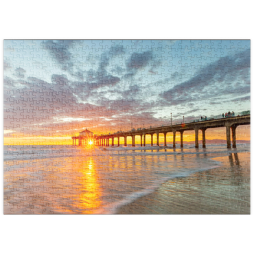 Darstellung des Puzzle Motivs puzzleplate Manhattan Beach Pier Sunset Glow 500 Puzzle