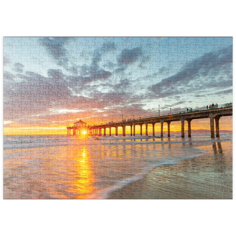 Darstellung des Puzzle Motivs Sonnenuntergang am Manhattan Beach Pier puzzleplate Manhattan Beach Pier Sunset Glow 500 Puzzle
