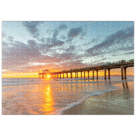 Darstellung des Puzzle Motivs Sonnenuntergang am Manhattan Beach Pier - Puzzleteile: 500